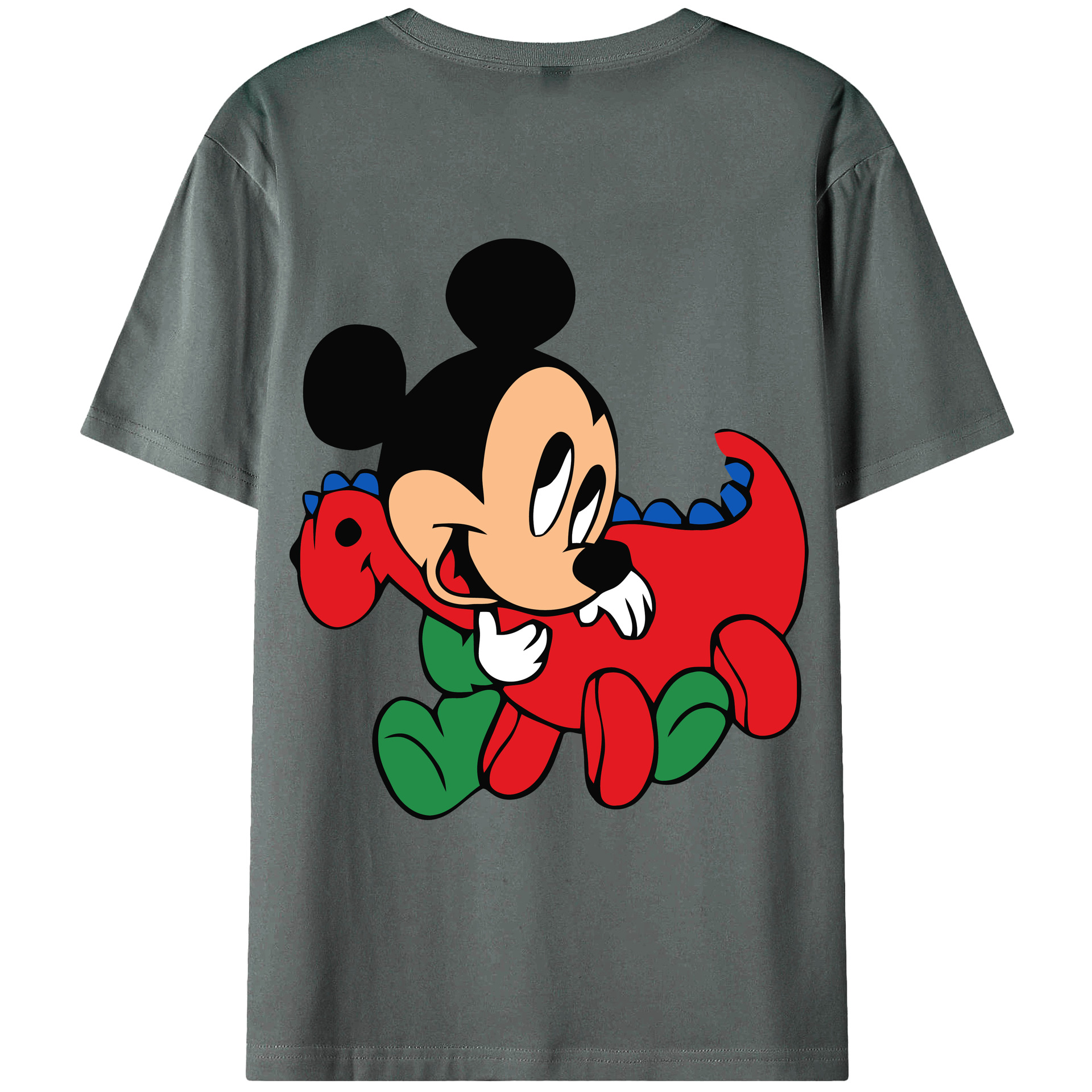 ミッキーマウス Mickey Mouse 綿100％ メンズ半袖Tシャツ（バックプリント） 通気性